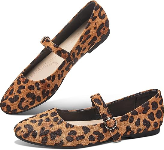 Obtaom Mary Jane Flat Shoes Round Toe Ballet Flats for Women Dressy Fabric Business Flats Comfort... | Amazon (US)