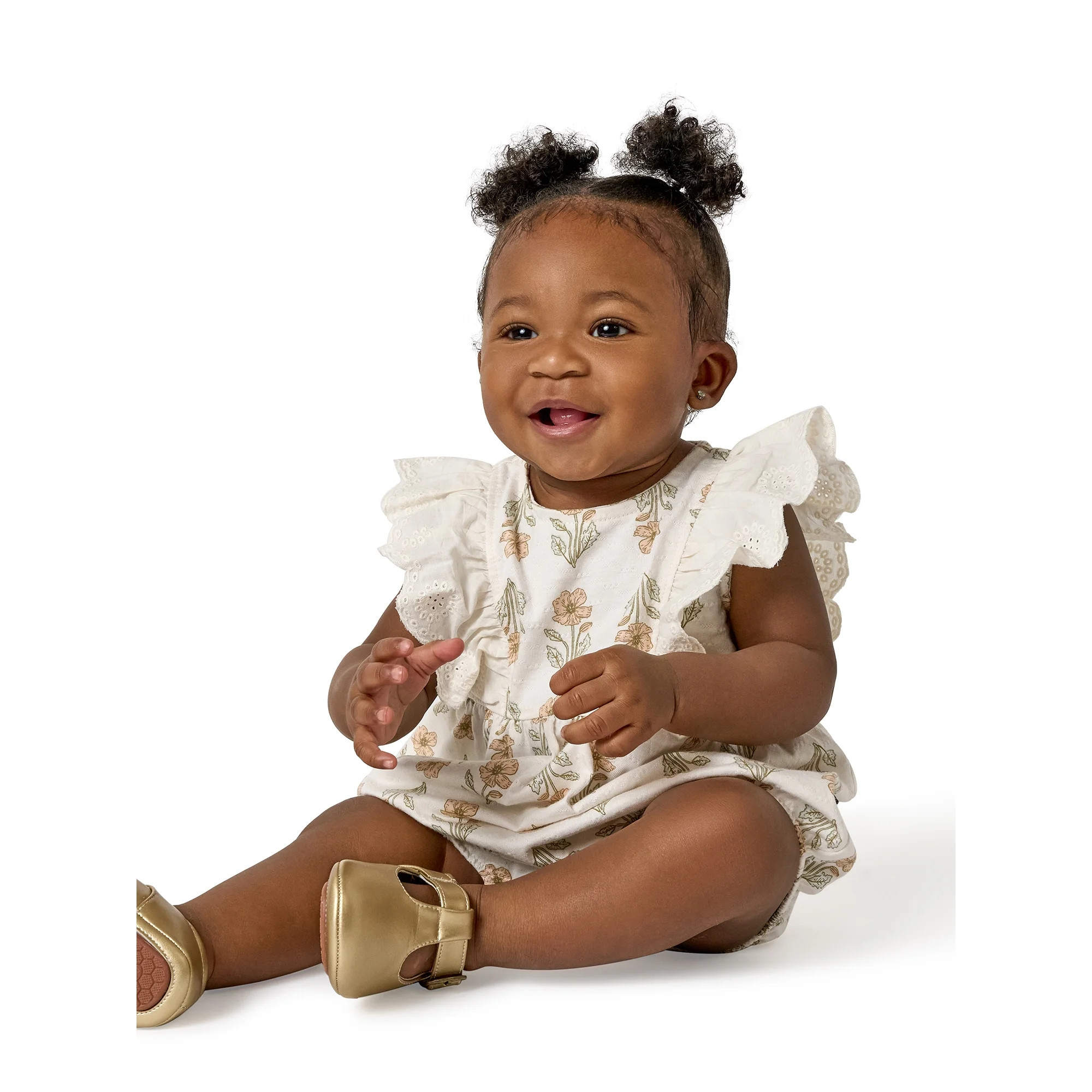 Modern Moments by Gerber Baby Girl Bubble Romper with Eyelet Trim, Sizes 0/3 onths - 24 Months | Walmart (US)