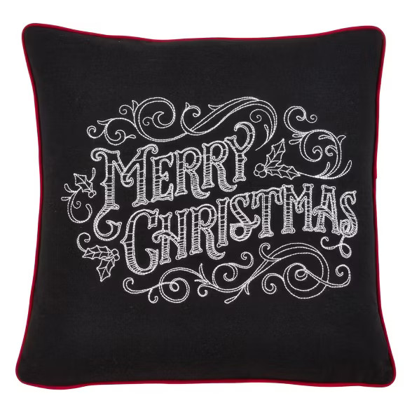 16"x16" Merry Christmas Chalkboard Throw Pillow Cover Black - Saro Lifestyle | Target