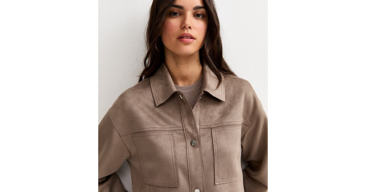 Mink Faux Suede Boxy Shacket | New Look | New Look (UK)