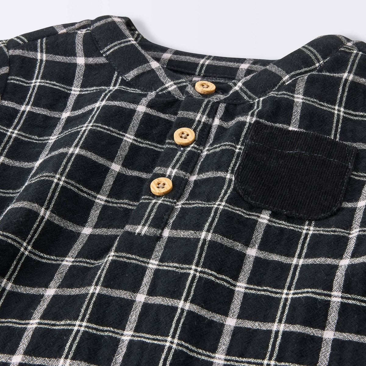 Baby Boys' Plaid Pocket Long Sleeve and Pants Set - Cloud Island\u2122 Black 18M | Target