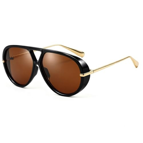SevenColor Trendy Gold Oversized Aviator Sunglasses for Women Men 70s Style | Amazon (US)