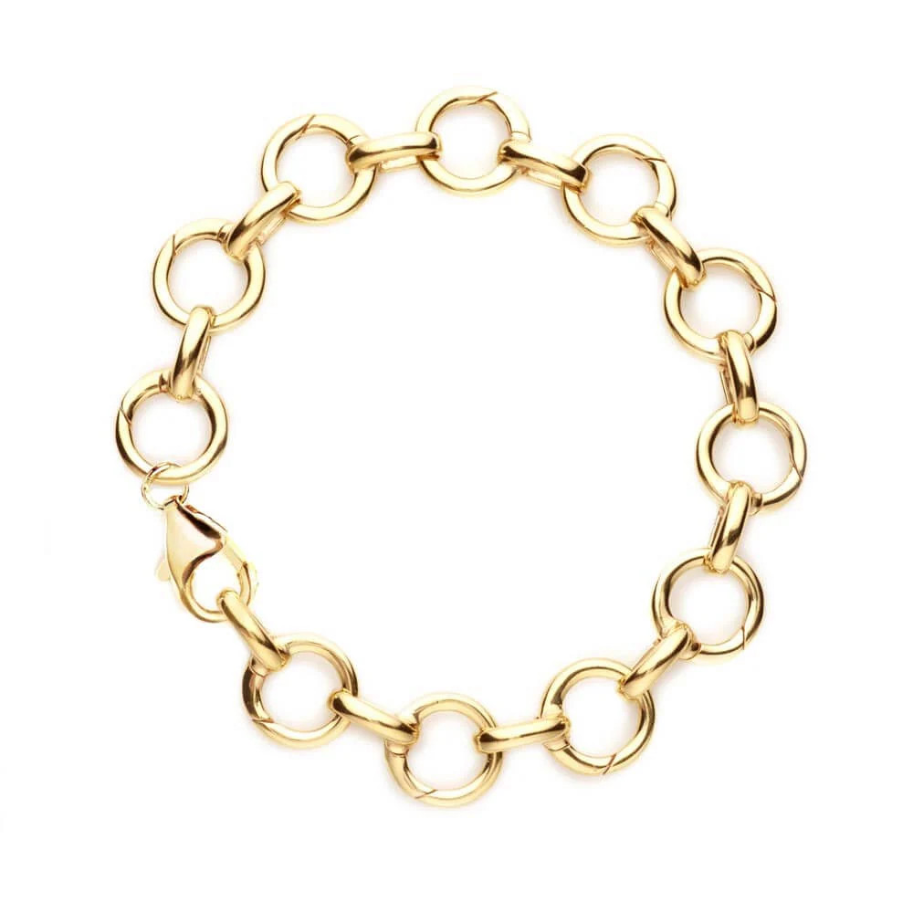 Gold Infinity Link Bracelet for Charms | 14k Solid Gold Bracelet | Jet Set Candy (US)