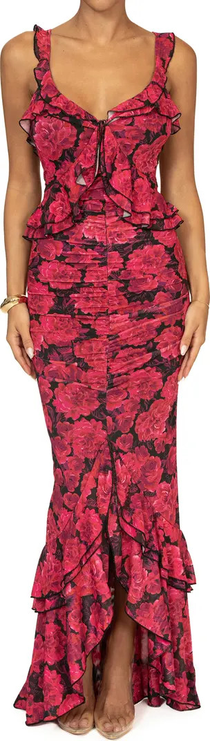 La Costa Ruffle Stretch Mesh High-Low Dress | Nordstrom