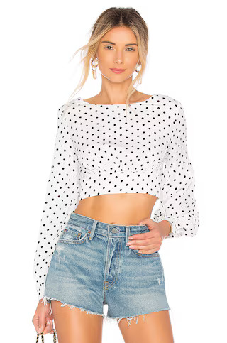 superdown Yasmin Tie Back Crop Top in White & Black from Revolve.com | Revolve Clothing (Global)