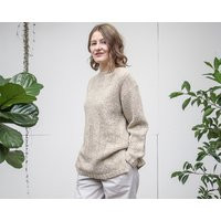 Vintage Chunky Beige Sweater Wool Blend Knit Jumper in Soy Bean Medium Size | Etsy (US)