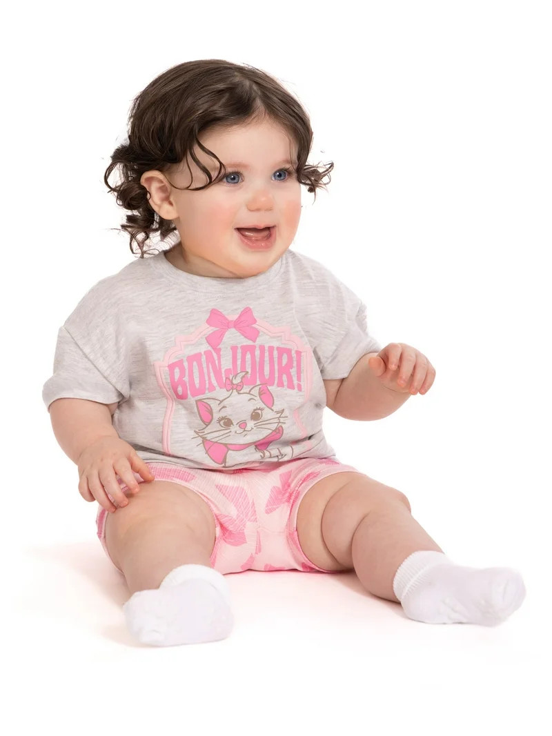 Disney Classics Marie Baby Girls Graphic Tee and Shorts Set, 2-Piece, Sizes 0/3M-24M | Walmart (US)