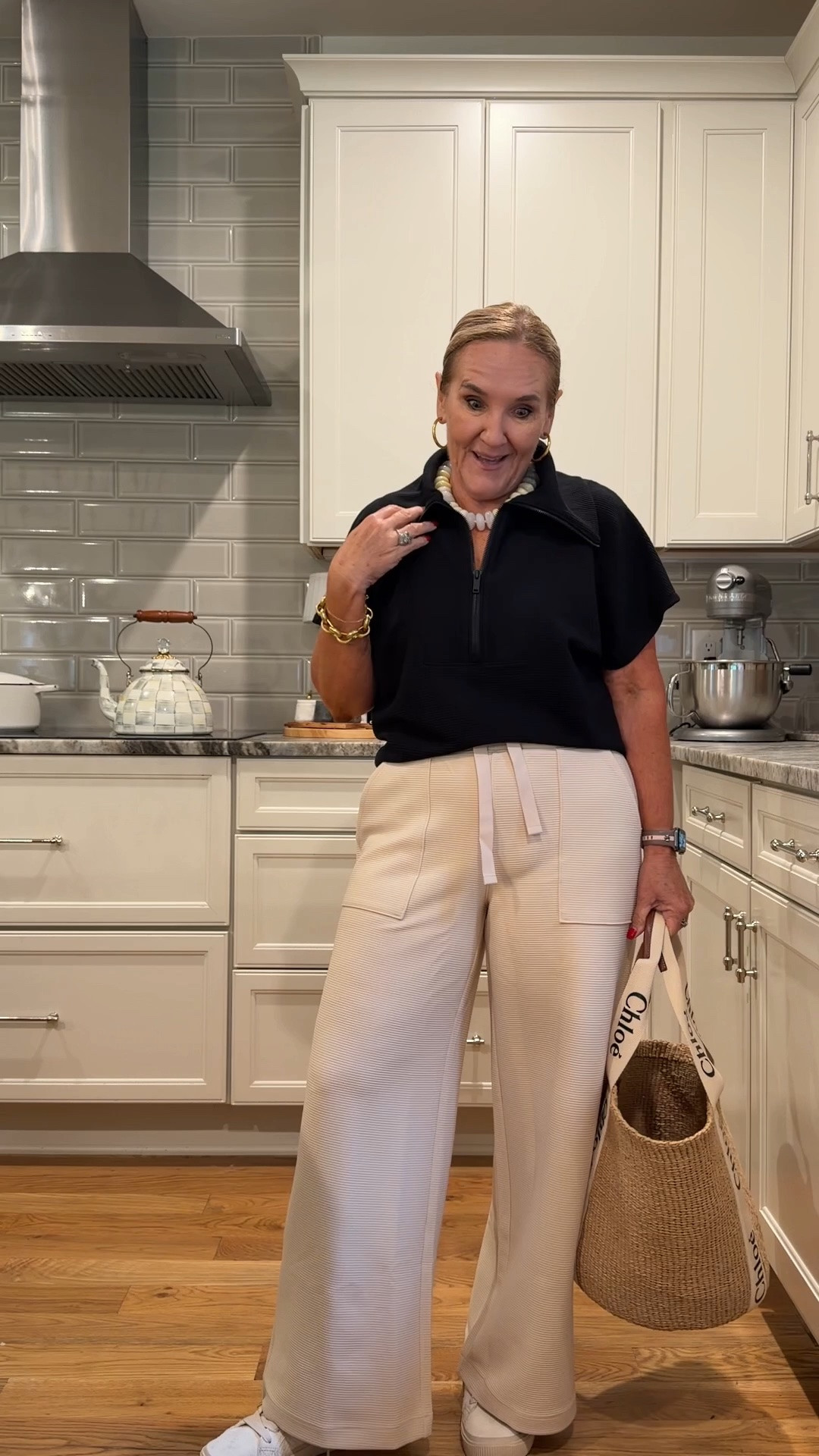 Spanx french ribbed fabric is as luxe as air essentials just a little more durable. I love the pockets too. 
Bottom size medium petite 
Top size medium

#LTKOver40 #LTKTravel #LTKootd