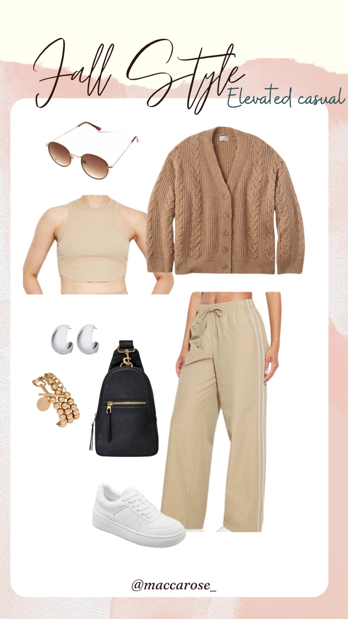 Neutral fall style. 
Athleisure. 
Swishy pants. 
Cable knit sweater. 
Sling bag. 
Target outfit. 
Affordable fashion. 
Monochromatic look  

#LTKSeasonal #LTKFindsUnder50 #LTKStyleTip