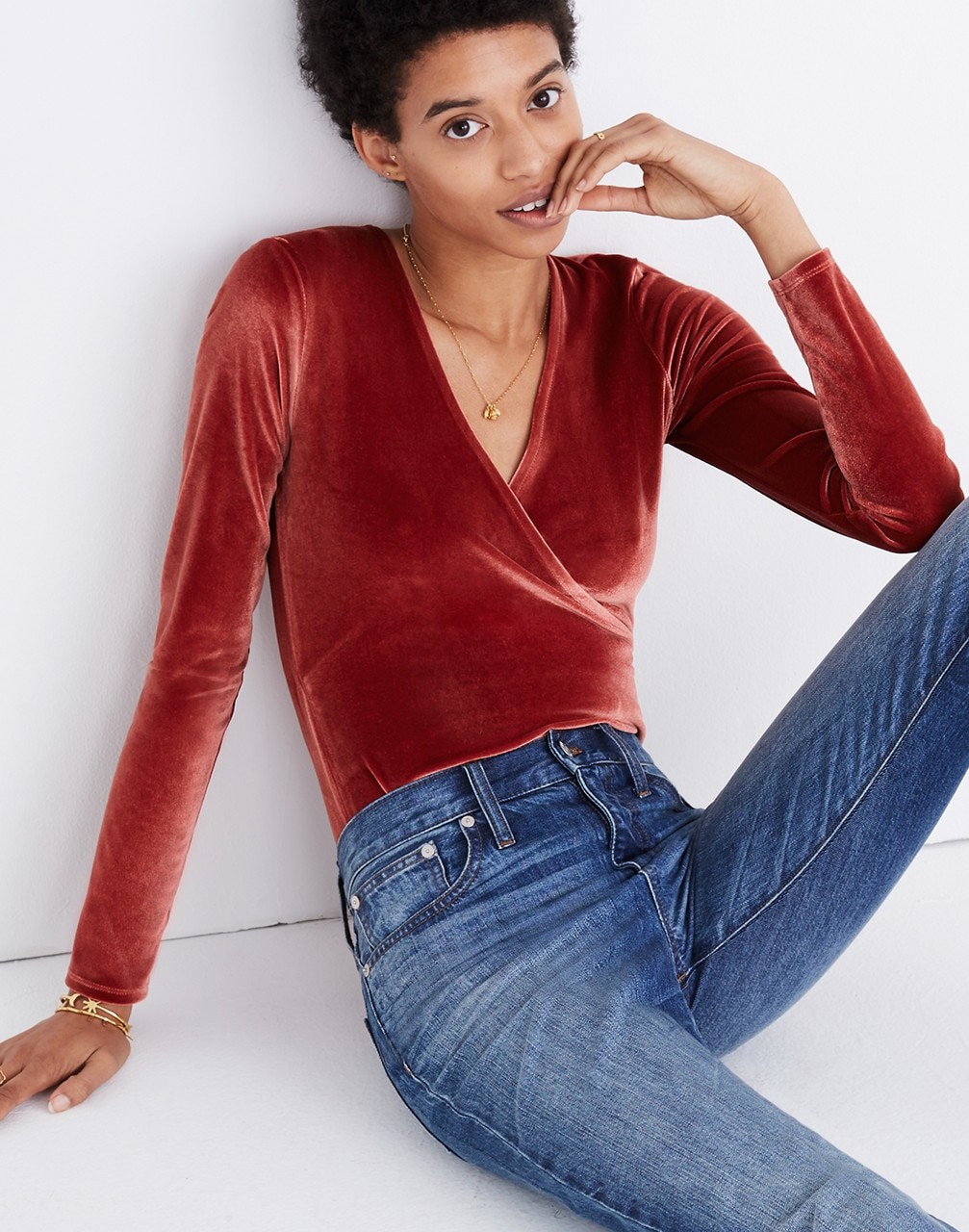 Velvet Wrap Bodysuit | Madewell