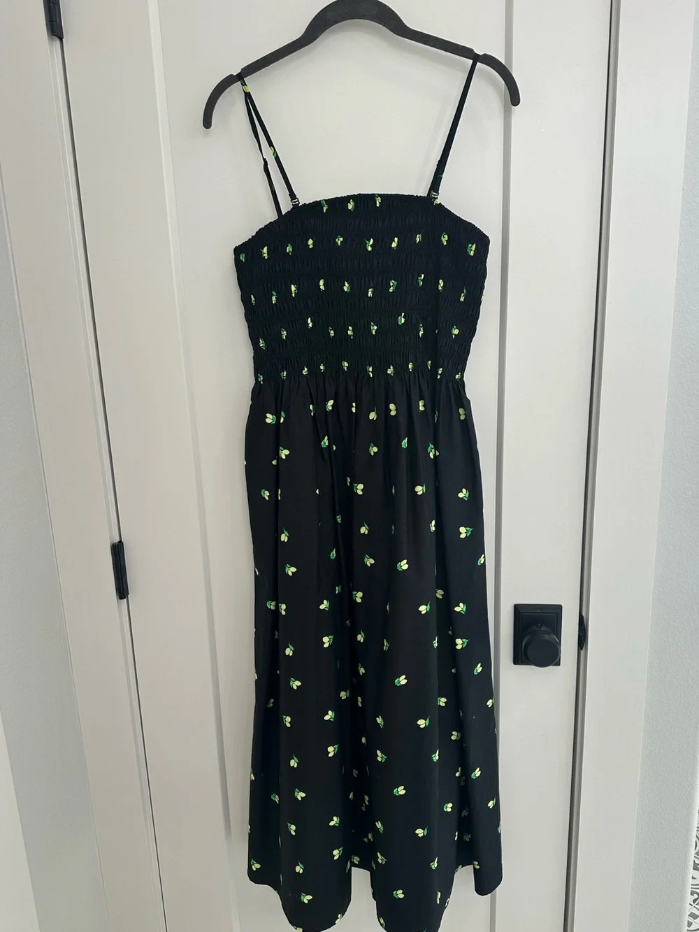 a new day Black Smocked Sundress with Neon Green Floral Accents | Poshmark