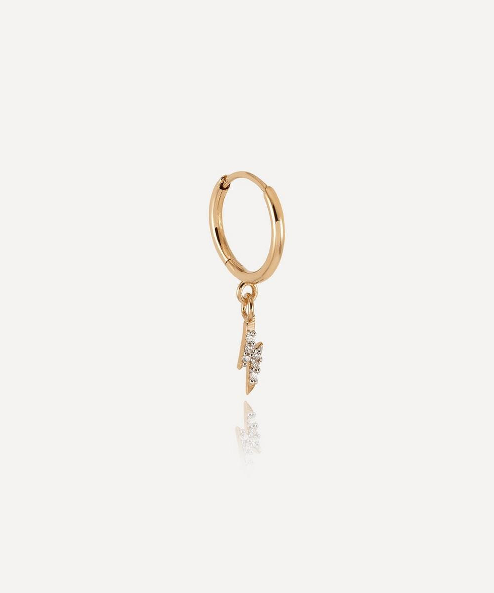 Rachel Jackson 9ct Gold Diamond Lightning Bolt Huggie Hoop Earring Luxury Gift | Liberty London (US)