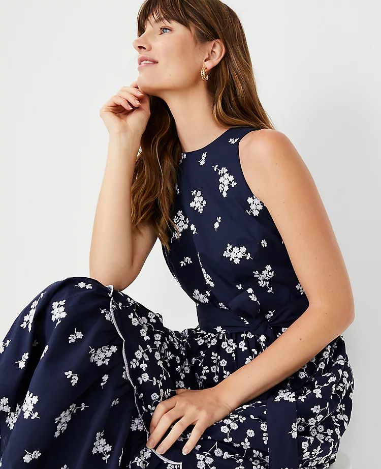 Floral Embroidered Midi Dress | Ann Taylor (US)