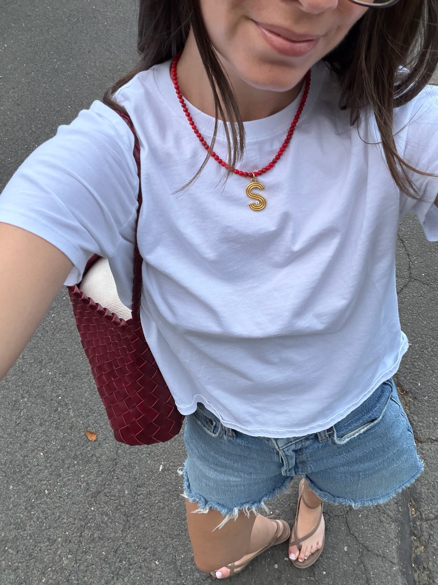 Outfit to watch the USA World Cup game! Necklace is an old red beaded necklace, and I added on a disco charm from Club Coastal to make it a bit more me! #worldcup 

 #LTKdayinmylife #LTKgrwm #LTKootd