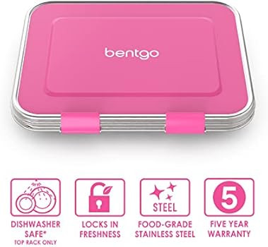 Bentgo Kids Stainless Steel Leak-Resistant Lunch Box - Bento-Style, 3 Compartments, and Bonus Sil... | Amazon (US)