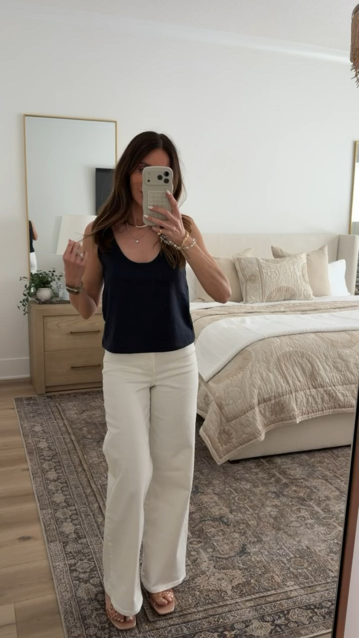 Tank top from Target, wardrobe staple, fashion basics.

casual chic outfit, navy tank outfit, white pants outfit, effortless summer style, everyday basics, neutral outfit ideas, minimalist fashion, casual classy look, capsule wardrobe outfit, brunch outfit ideas

#LTKootd