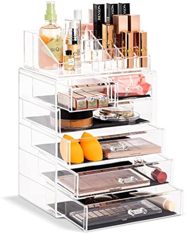Set of Acrylic Drawers with Sectional Organizer and Jewelry Storage Case - Total 6 Drawers | Amazon (US)