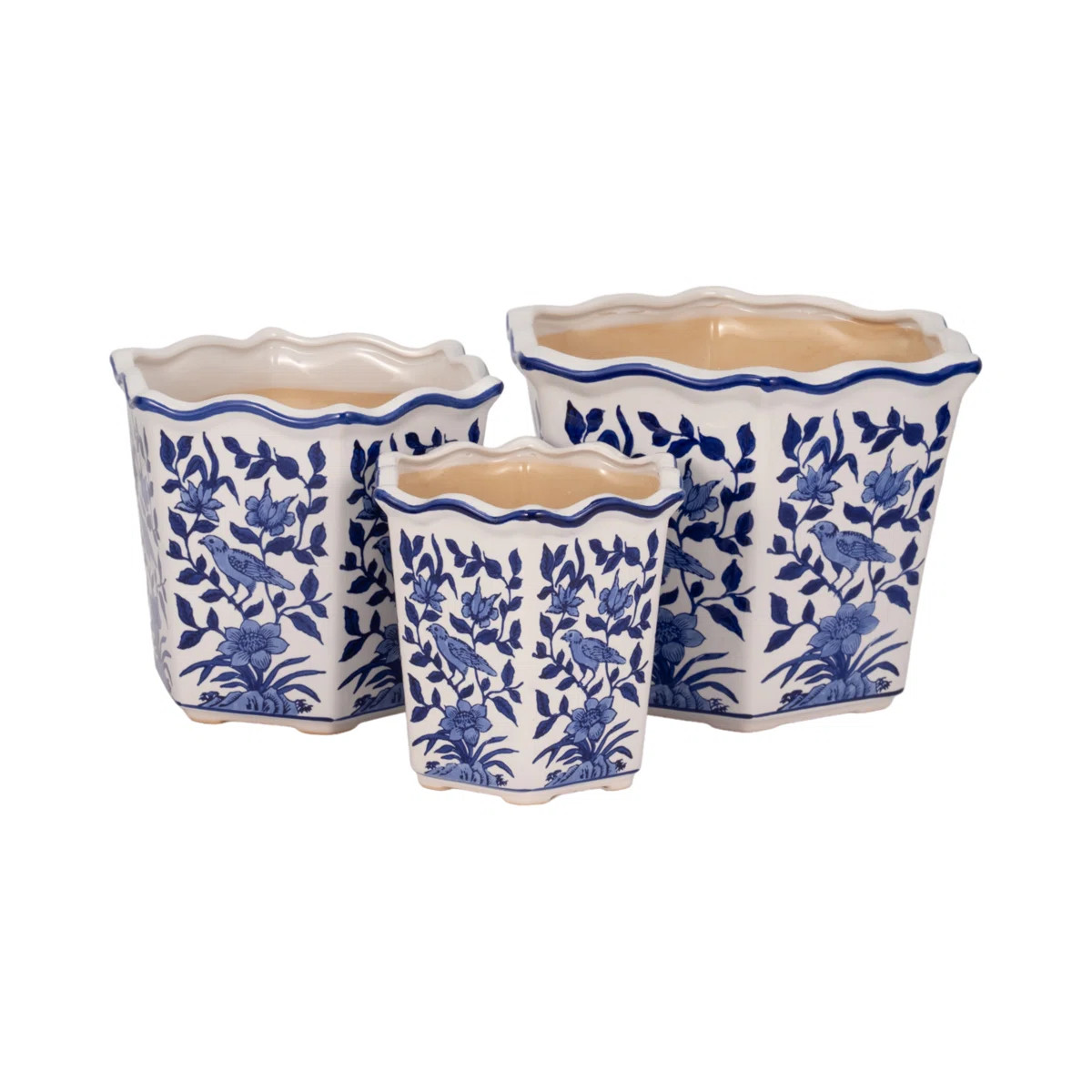 Bethony Decorative Stoneware Ceramic Planter Set with Intricate Detailing Durable Handmade Design... | Wayfair North America