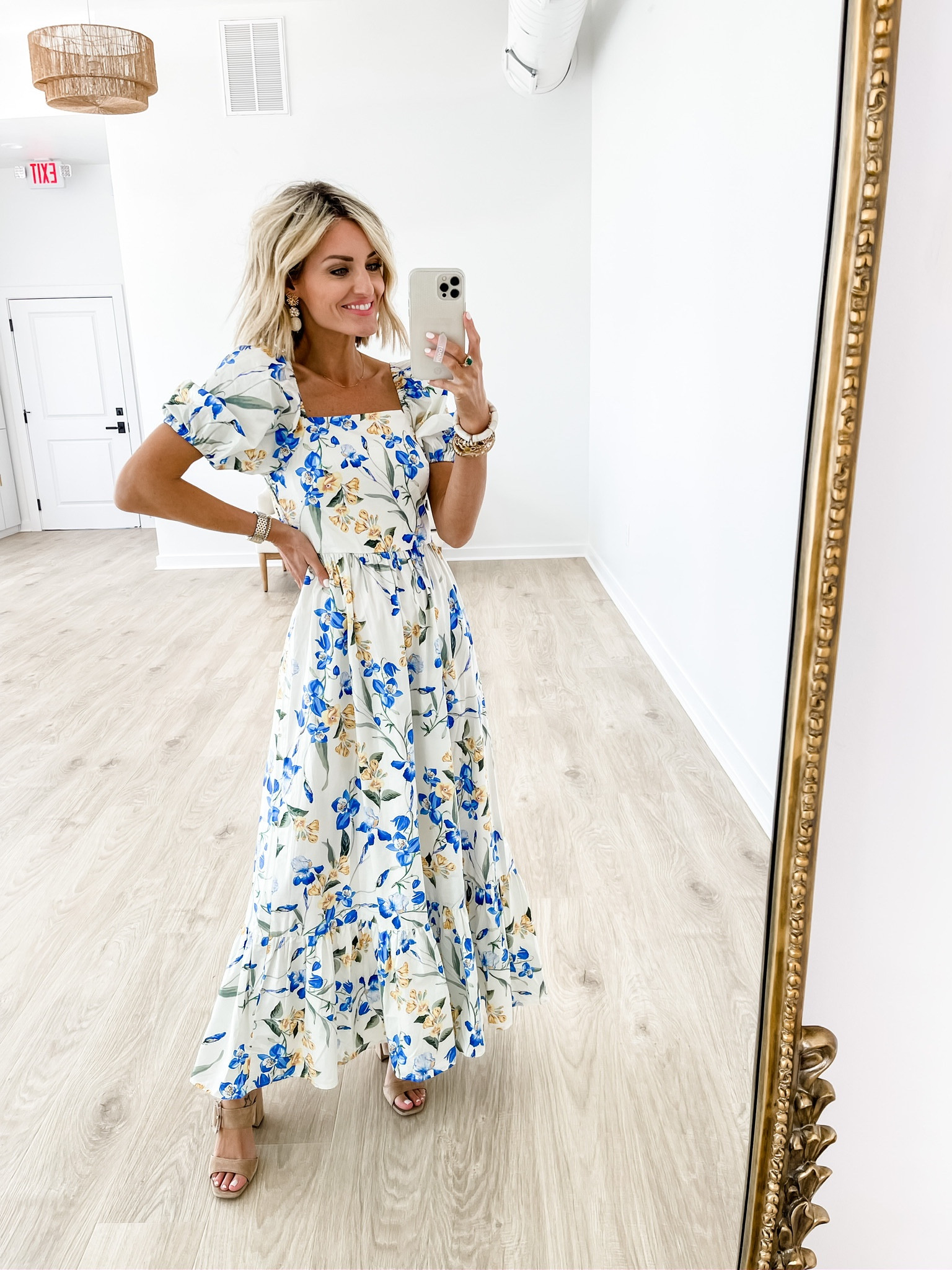 fitted lace wedding dress ADRIANA DEGREAS Bold Floral Deep V-Neck Maxi Dress main image 1