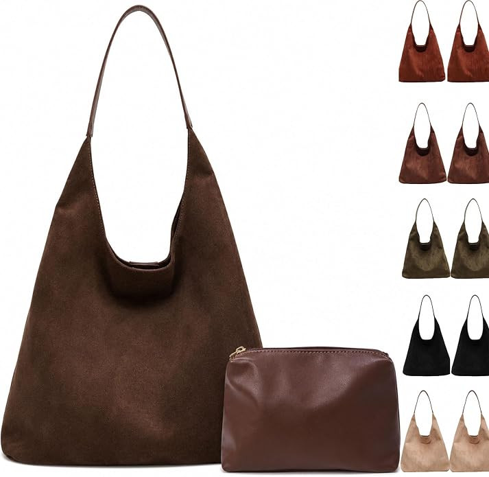 Brown Suede Bag for Women, Suede Tote Bag Purse | Amazon (US)