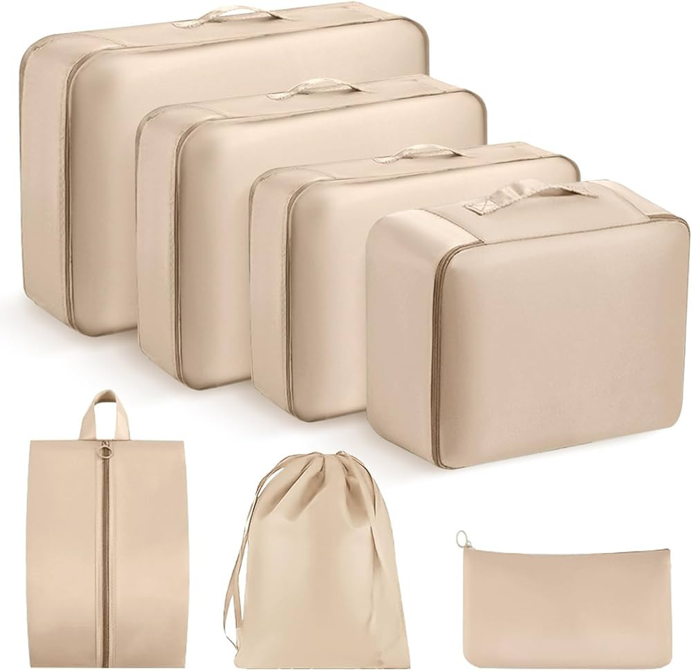 Packing Cubes for Travel,Lhelca Luggage Organizers 7 Piece Set for Suitcases Travel Luggage Packi... | Amazon (US)