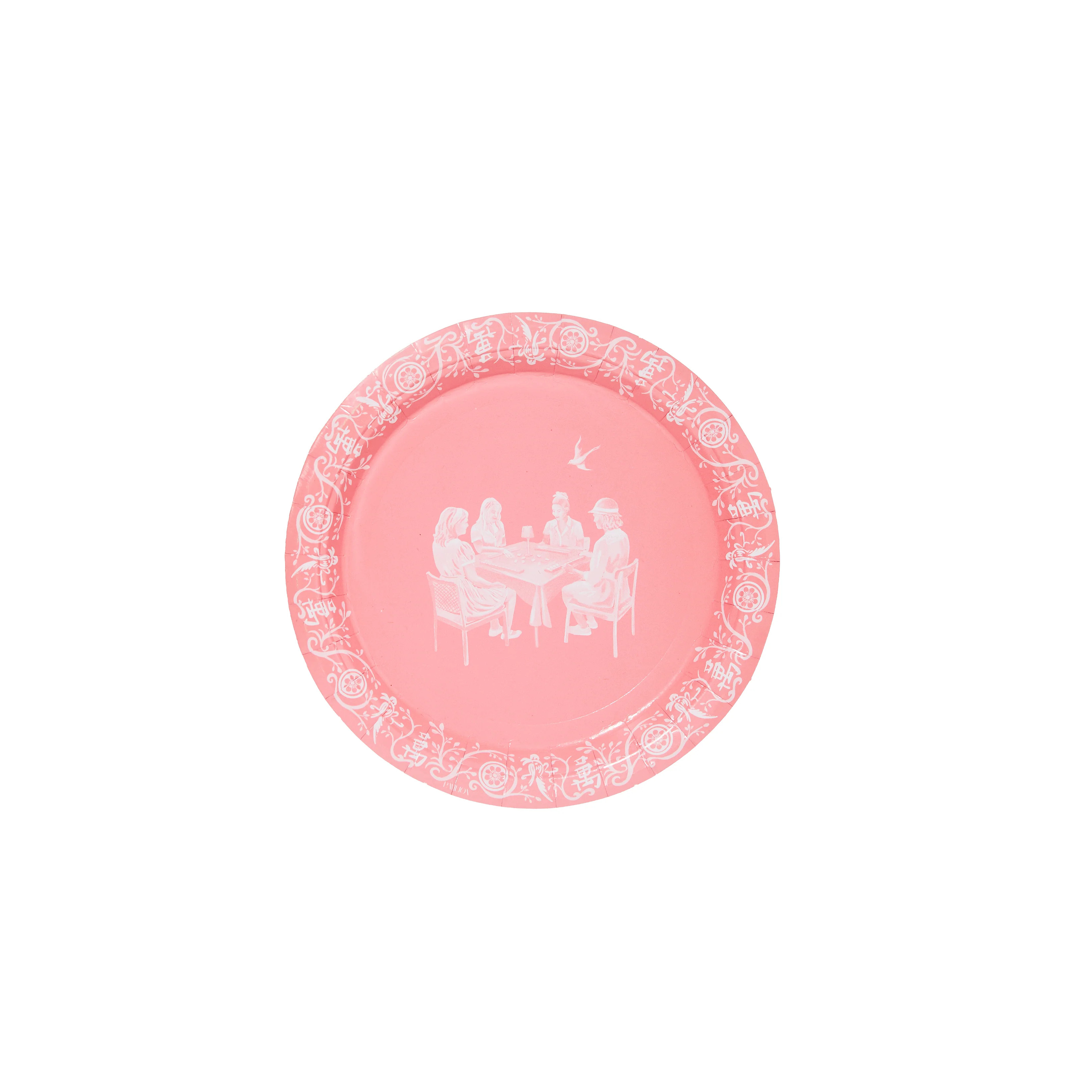 Mini Emily Hall's OK Let's Mahj Rosy Pink Jasperware Paper Plate - 50 pack | Pavilion Paper