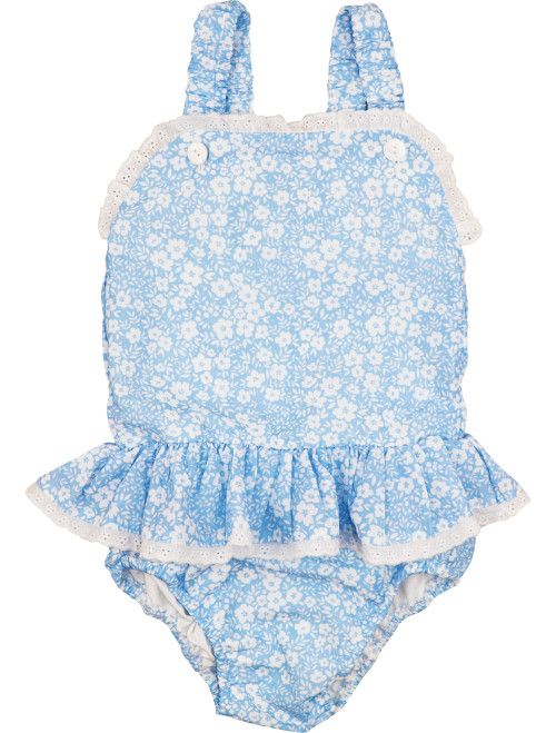 Blue and White Floral Swimsuit | Cecil and Lou