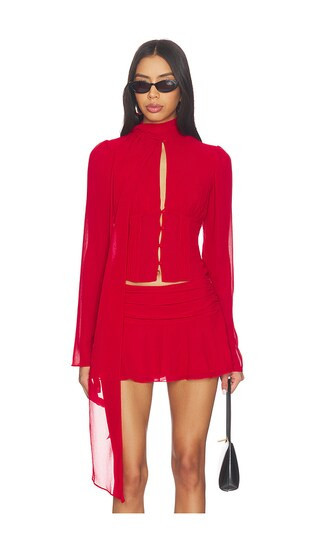 GUIZIO Ara Long Sleeve Top in Red. - size XS | Revolve Clothing (Global)