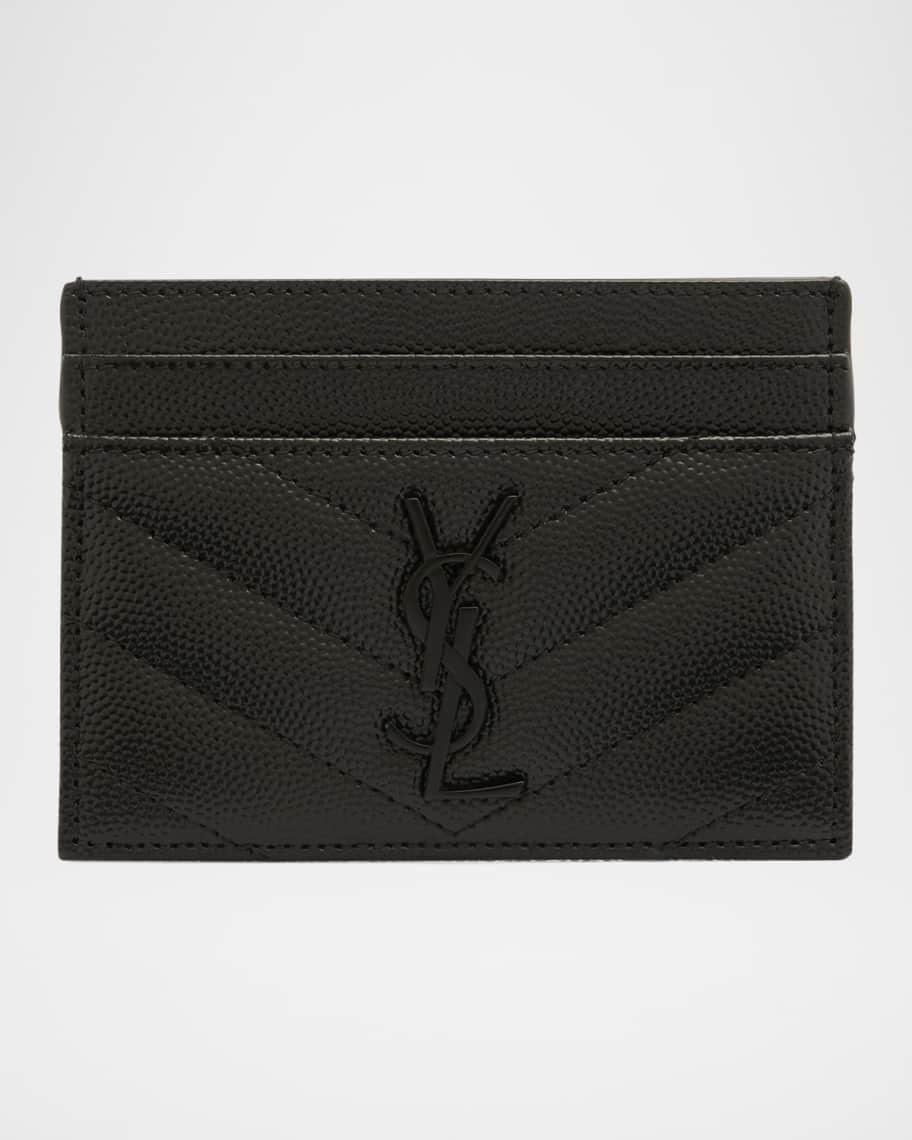Saint Laurent YSL Monogram Quilted Grain de Poudre Card Case | Neiman Marcus