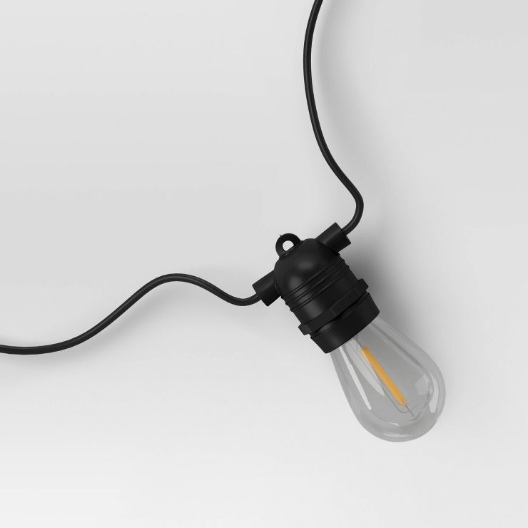 Drop Socket Solar LED String Lights with Edison Bulbs Black Wire - Smith & Hawken™ | Target