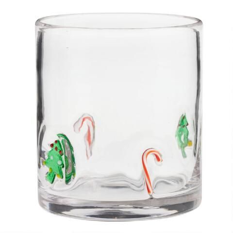 Tree And Candy Cane Double Old Fashioned Glass | World Market