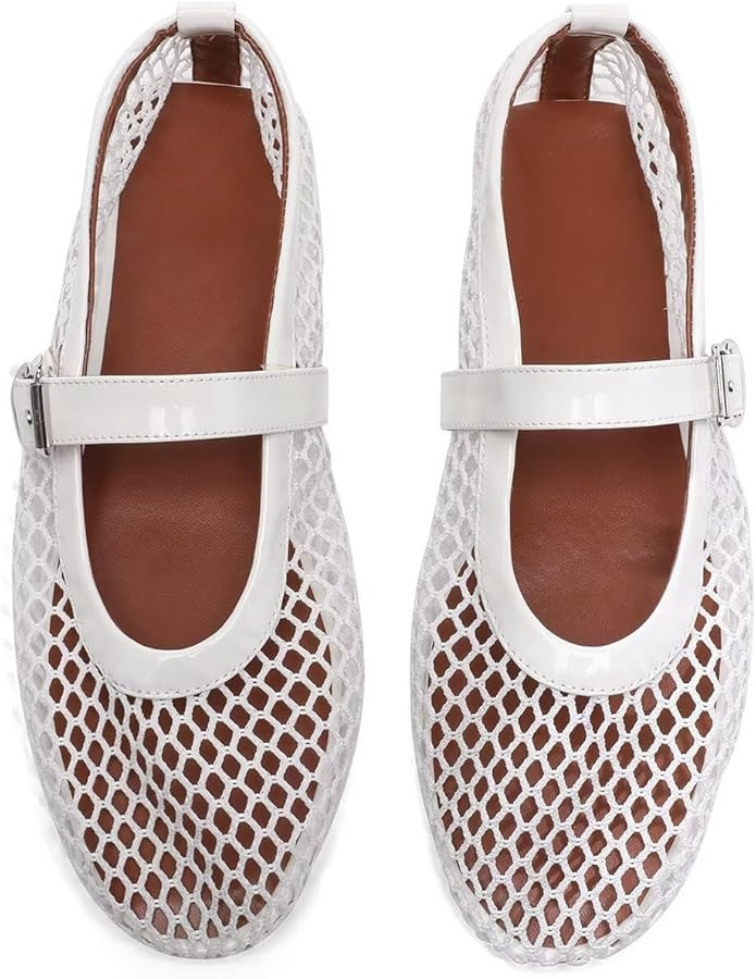 Mesh Flats for Women Ballerina Comfortable Mule Casual Round Toe Buckle Strap Ballet Mary Jane Sh... | Amazon (US)