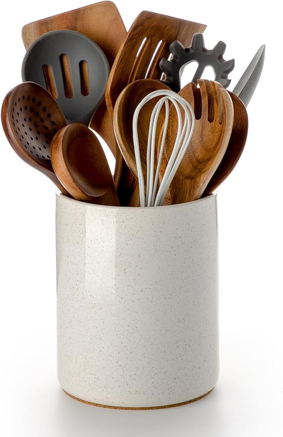 Nucookery Utensil Holder, 6.4" Ceramic Kitchen Utensil Holder for Countertop with Protection Cork... | Amazon (US)