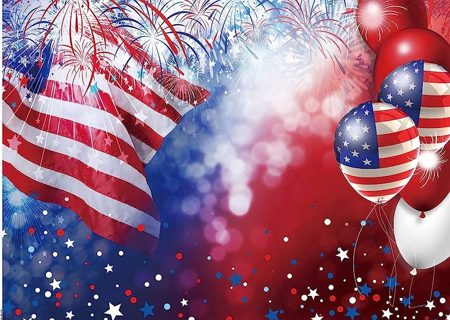 Dudaacvt 7x5ft Independence Day Photography Backdrop Bokeh Spots Fireworks US Flag Portrait Backg... | Amazon (US)