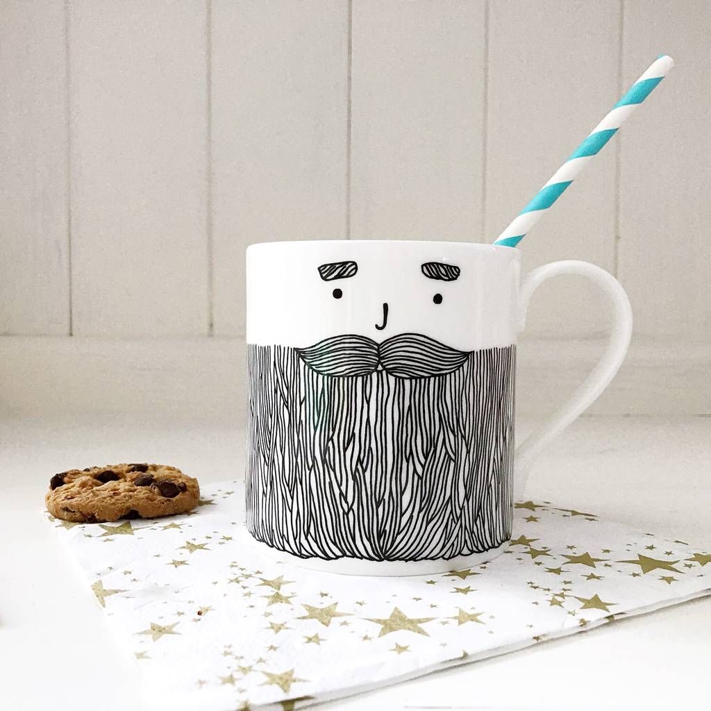 Bearded Man Monochrome Mug | Notonthehighstreet.com UK