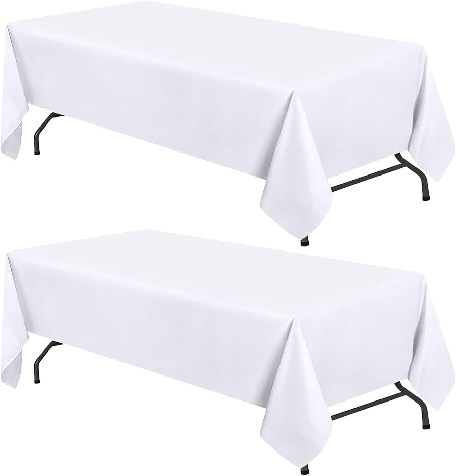 WEALUXE White Table Cloths for 6 Foot Rectangle Tables, 2-Pack, 60x102 inches, Water, Stain and W... | Amazon (US)