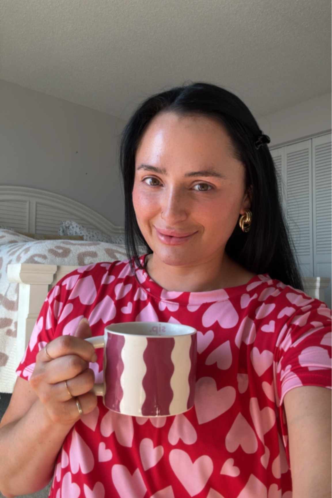Valentine’s Day pyjamas from Walmart and target, aesthetic $5 mug. Gold statement earrings from Amazon.

Fits TTS - large 

#LTKStyleTip #LTKHome #LTKSeasonal