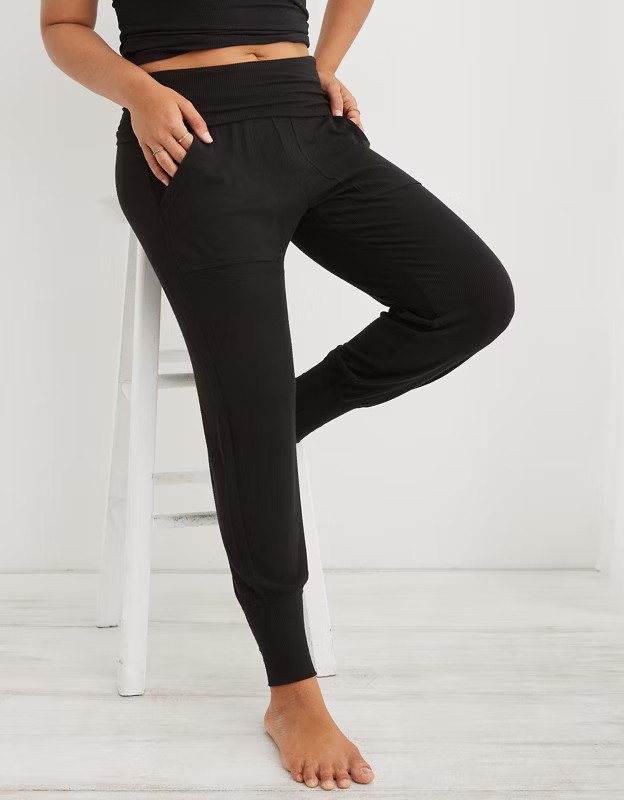 Aerie Real Soft® Ribbed Foldover Jogger | Aerie