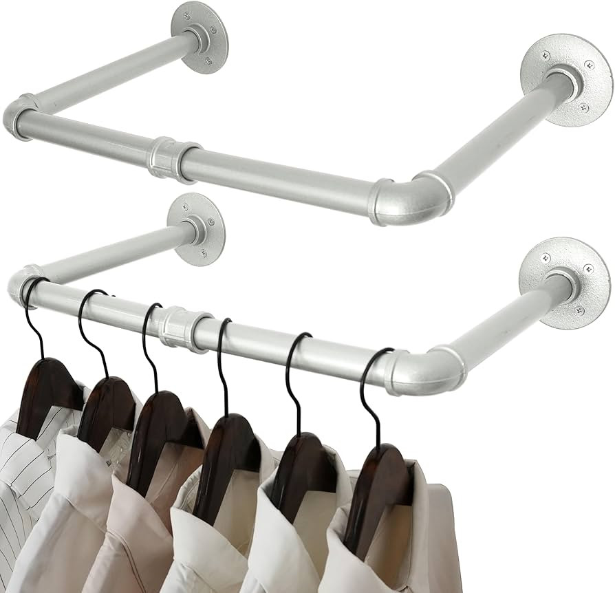 WEBI Industrial Pipe Clothing Rack,20" Wall Mounted Clothes Rack for Hanging Clothes,Heavy Duty M... | Amazon (US)