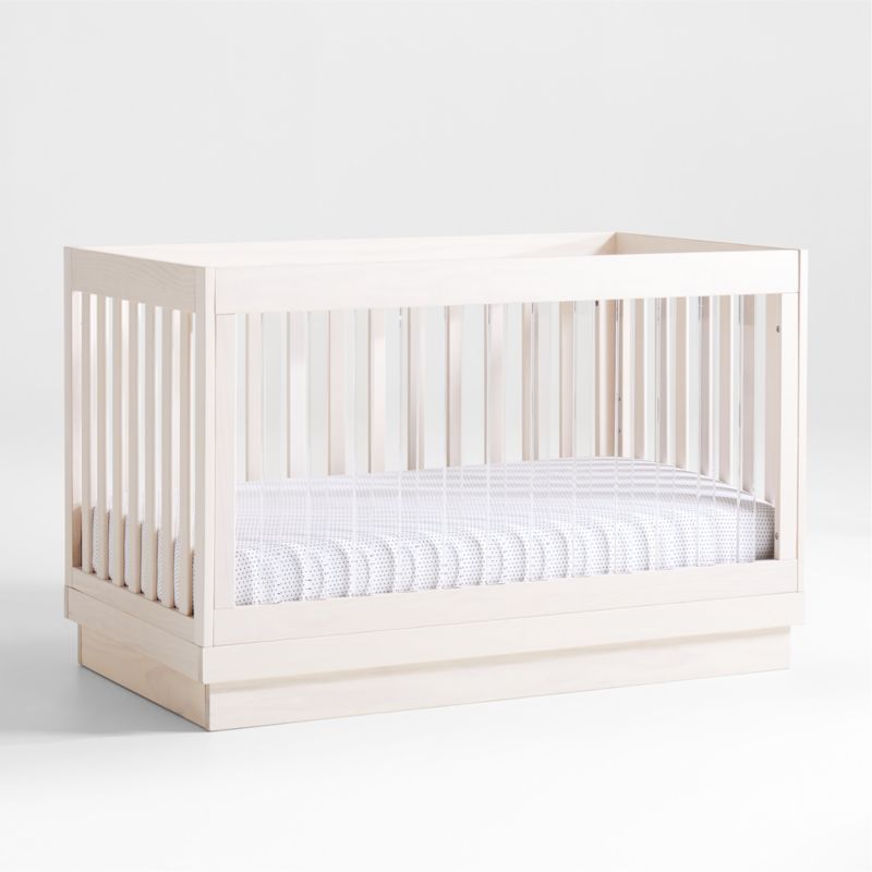 Babyletto Harlow Natural Acrylic 3-in-1 Convertible Baby Crib with Toddler Bed Conversion Kit + R... | Crate & Barrel