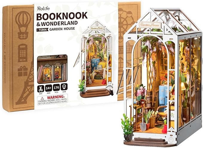 Rolife DIY Book Nook Kits for Adults-Garden House Bookshelf Insert Booknook-3d Puzzle Dollhouse R... | Amazon (US)