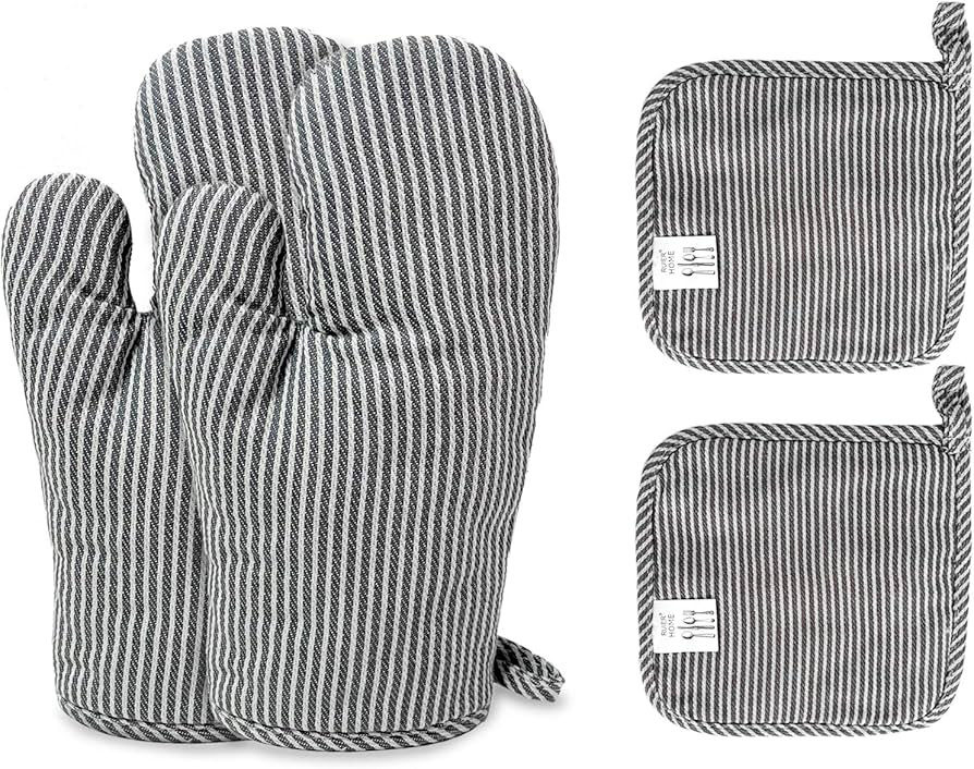 4Pcs Oven Mitts and Pot Holders, Heat Resistant Oven Mitts Set with Pothholder,Heat Resistant Mic... | Amazon (US)