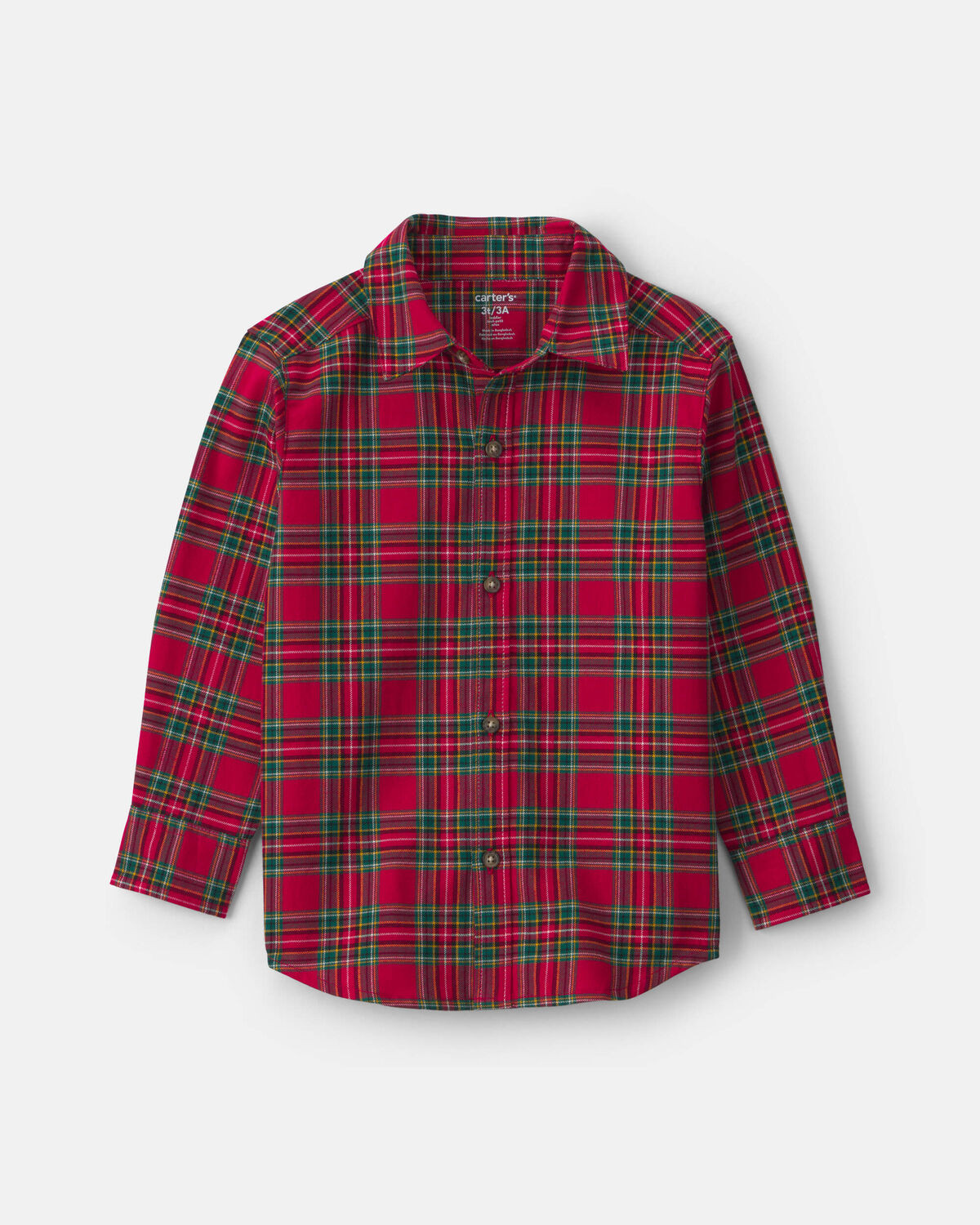 Toddler Boy Plaid Long-Sleeve Button-Down Shirt - Red/Green | Carter's Inc