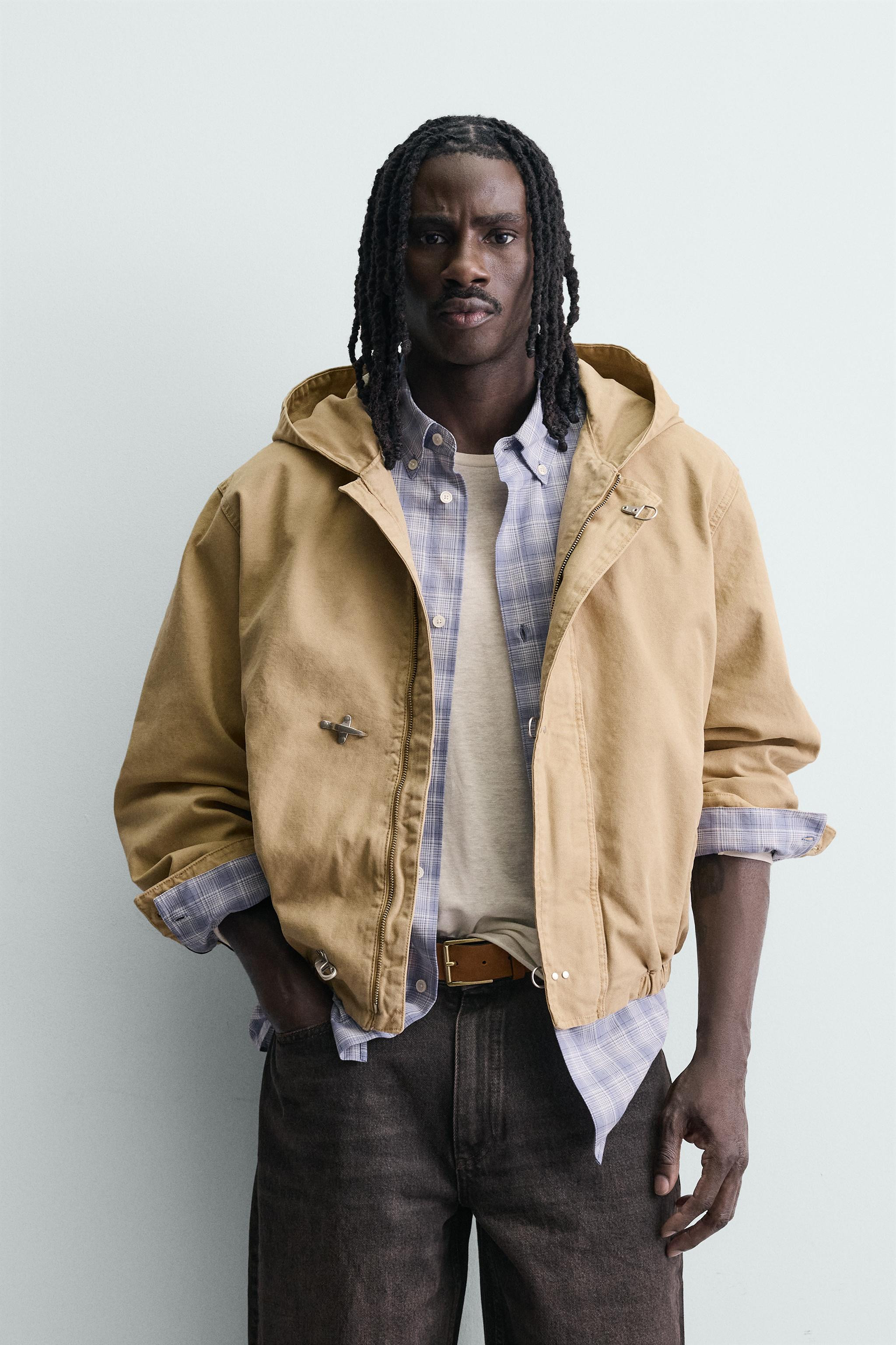 RELAXED FIT HOODED FIREMAN CLASP JACKET | Zara US