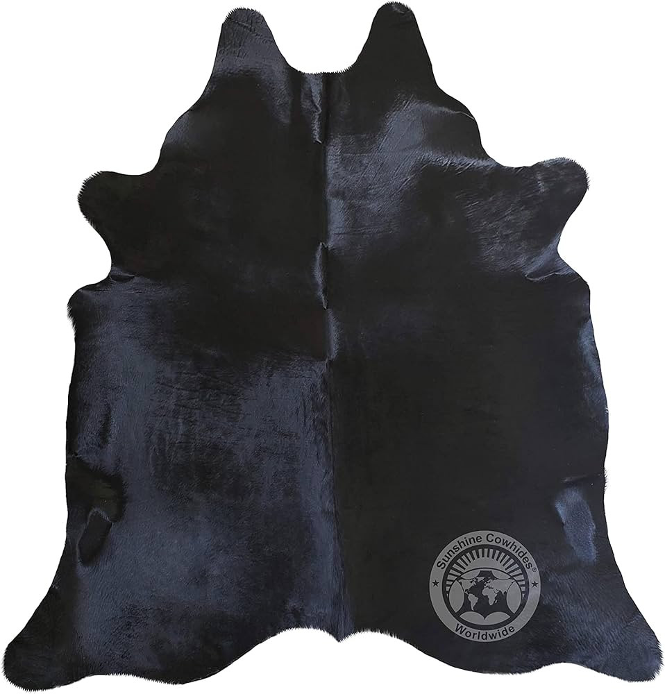 Sunshine Cowhides 100% Genuine Black Cowhide Rug - Luxurious Cow Rug for Bedroom, Kitchen, Living... | Amazon (US)