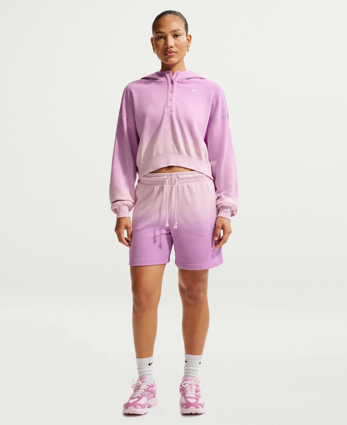 Nike Women's Sportswear Phoenix Fleece Oversized Henley Hoodie - Pink Foam/lt Magenta/lt Magenta | Macy's