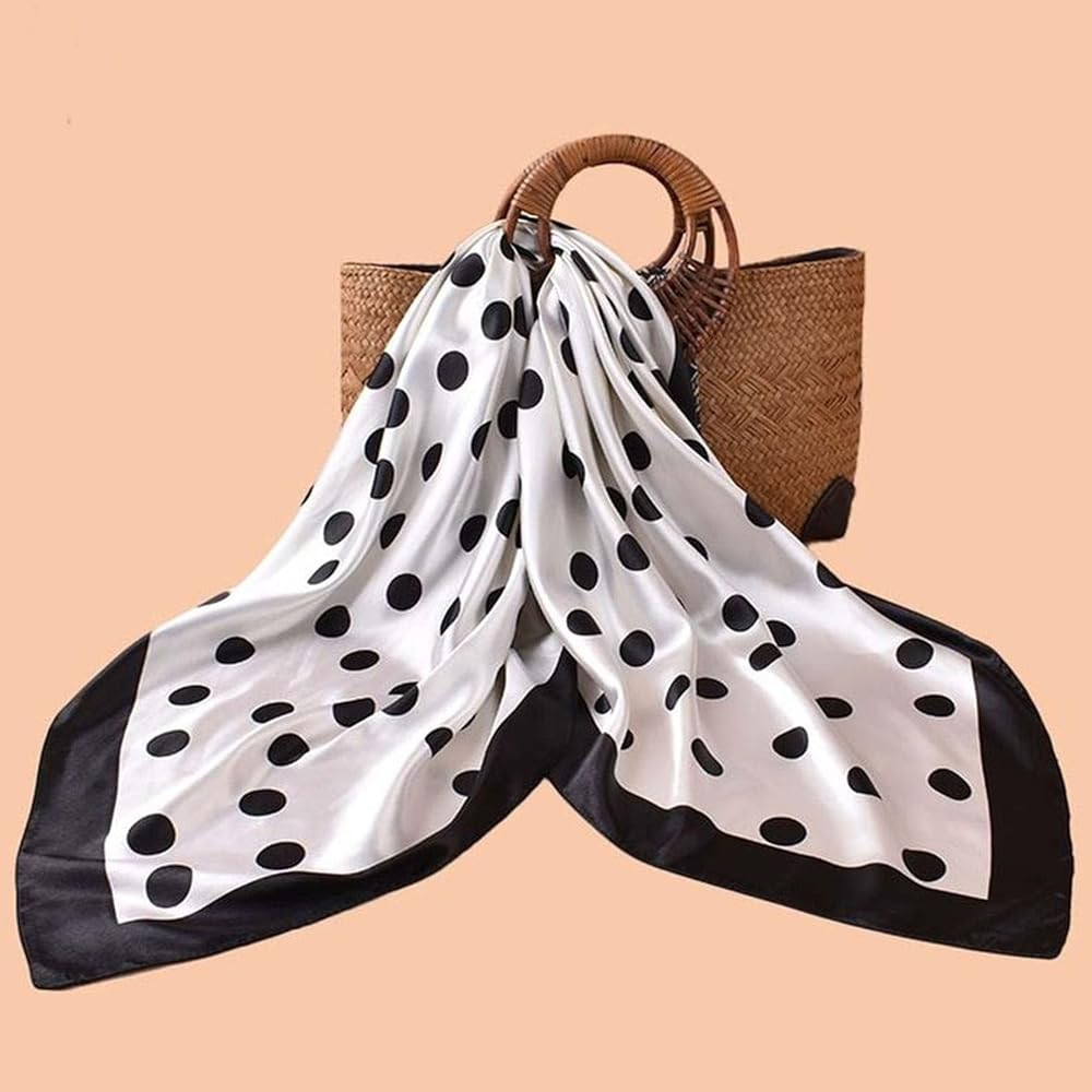 Polka Dot Print Satin Head Scarf for Women Like Silk Scarf for Hair Wrapping Bandanas Square Shaw... | Amazon (US)
