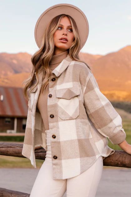 Wander Off Taupe Plaid Shacket | Shop Priceless