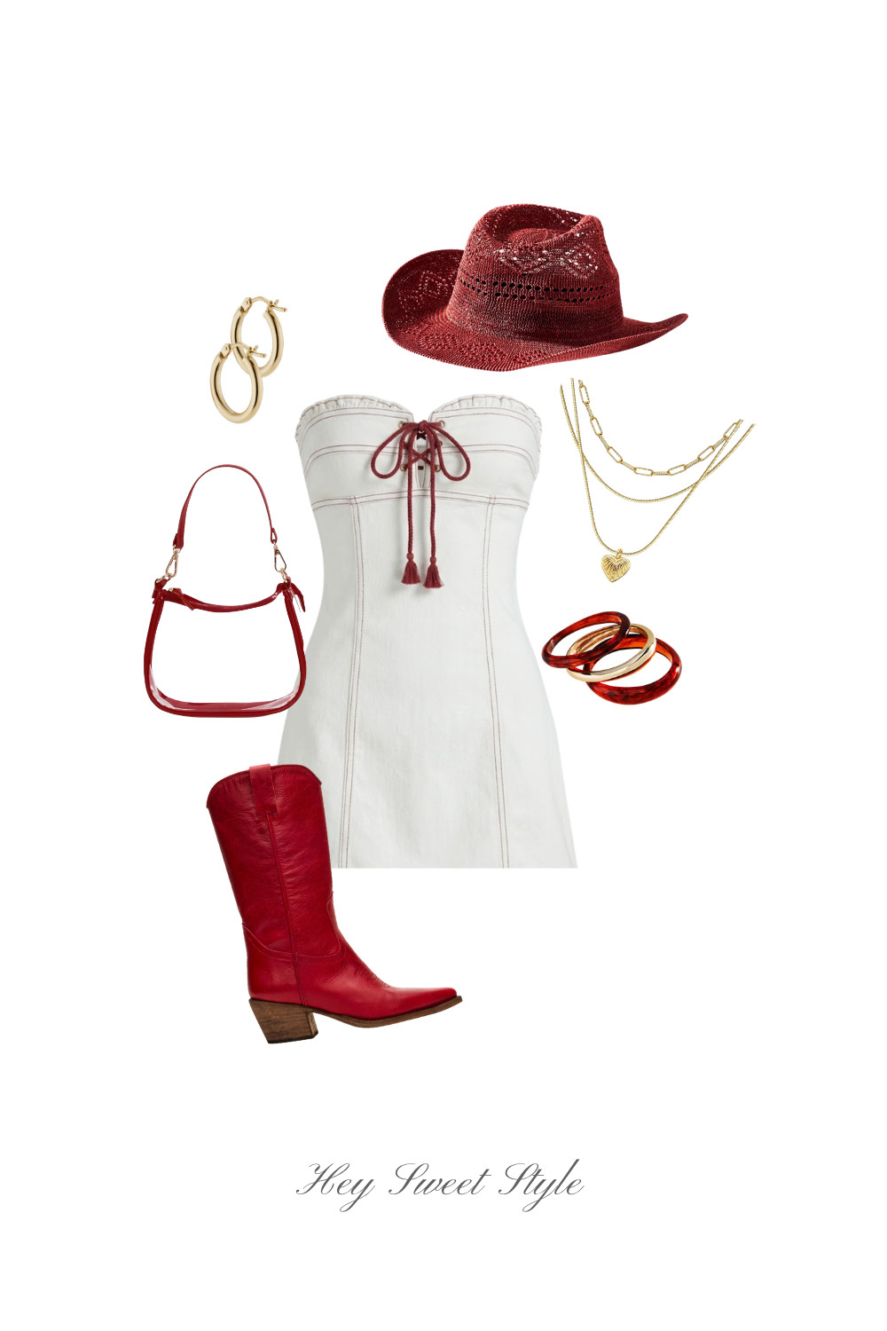 Red + white country concert outfit 🎸 

 