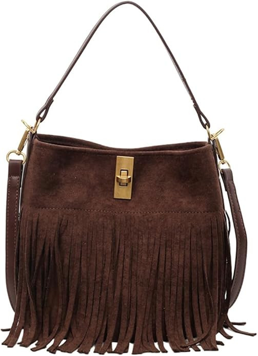 Bohemian Fringe Crossbody Bag For Women Slouchy Suede Hobo Bags Retro Crescent Hobo Bag Trendy Sh... | Amazon (US)